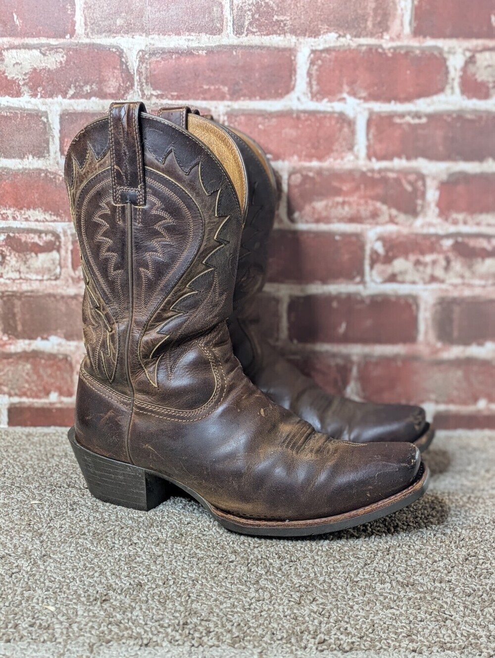 Ariat Legend Phoenix Men Western Cowboy Square Toe Brown Leather Boots Size 10 D